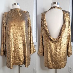 WINTER KATE Sequin Drape Open Back Mini Dress S.